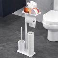 Stojak łazienkowy wielofunkcyjny WC papier szczotka półka organizer biały