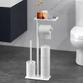 Stojak łazienkowy wielofunkcyjny WC papier szczotka półka organizer biały