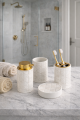 Zestaw łazienkowy ceramiczny LUMI akcesoria 4w1 biało złoty