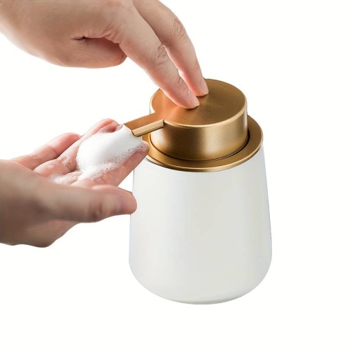 Dozownik do mydła w płynie ceramiczny biały złoty 400 ml łazienkowy
