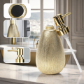 Złoty ceramiczny dozownik na mydło płyn ELEGANT 350 ML glamour stojący