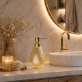 Złoty ceramiczny dozownik na mydło płyn ELEGANT 350 ML glamour stojący