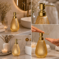 Złoty ceramiczny dozownik na mydło płyn ELEGANT 350 ML glamour stojący
