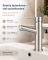 Bateria umywalkowa TUBE stal szczotkowana stojąca nowoczesna