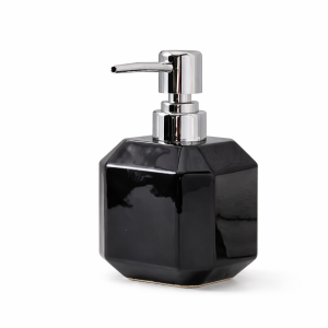 Dozownik do mydła płynu czarny 300 ml ceramiczny elegancki łazienka