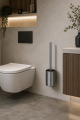 Szczotka WC z pojemnikiem szara wisząca bez wiercenia aluminium