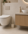 Szczotka WC biała aluminium stojąca lub ścienna, wymienna