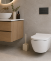 Szczotka WC biała aluminium stojąca lub ścienna, wymienna