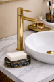Mydelniczka łazienkowa ceramiczna ONYX czarna złota glamour podstawka na mydło