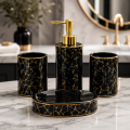 Mydelniczka łazienkowa ceramiczna ONYX czarna złota glamour podstawka na mydło