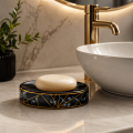 Mydelniczka łazienkowa ceramiczna ONYX czarna złota glamour podstawka na mydło
