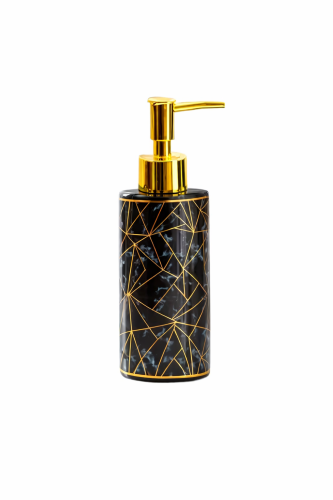 Dozownik do mydła ceramiczny ONYX czarny ze złotem 300ml  glamour