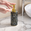 Dozownik do mydła ceramiczny ONYX czarny ze złotem 300ml  glamour