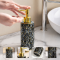 Dozownik do mydła ceramiczny ONYX czarny ze złotem 300ml  glamour