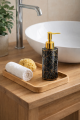 Dozownik do mydła ceramiczny ONYX czarny ze złotem 300ml  glamour