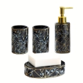 Dozownik do mydła ceramiczny ONYX czarny ze złotem 300ml  glamour