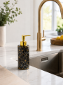 Dozownik do mydła ceramiczny ONYX czarny ze złotem 300ml  glamour
