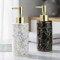 Dozownik do mydła ceramiczny ONYX biało złoty marmur 300ml
