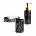 Kubek łazienkowy ceramiczny ONYX marmur czarny ze złotem
