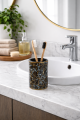 Kubek łazienkowy ceramiczny ONYX marmur czarny ze złotem