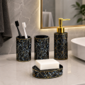 Kubek łazienkowy ceramiczny ONYX marmur czarny ze złotem