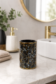 Kubek łazienkowy ceramiczny ONYX marmur czarny ze złotem