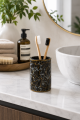 Kubek łazienkowy ceramiczny ONYX marmur czarny ze złotem