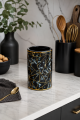 Kubek łazienkowy ceramiczny ONYX marmur czarny ze złotem